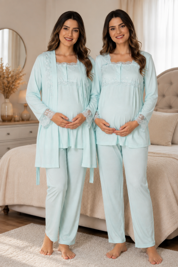 Effortt 2401T Turkuaz Lohusa Pijama Takım Sabahlık Effortt 2401T Turkuaz Lohusa Pijama Takım Sabahlık